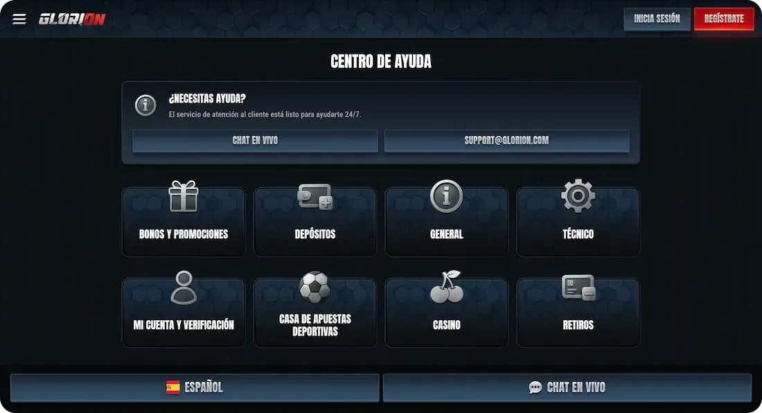 ayuda del casino glorion