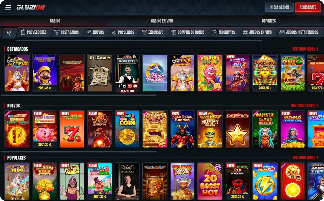 juegos del casino glorion